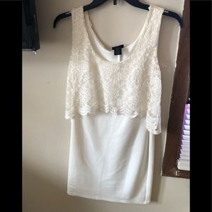 White Mini Dress With Lace Front